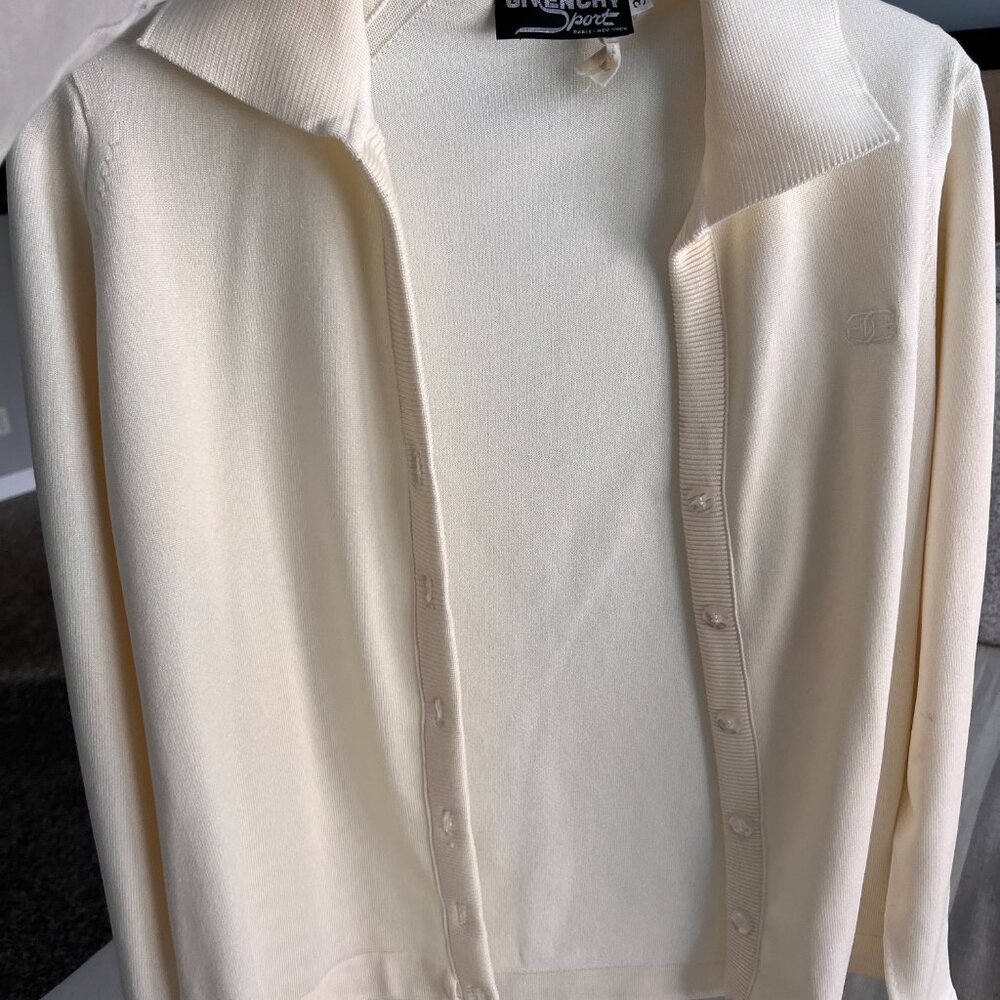 Vintage Givenchy Sport Sweater Cardigan - Cream Sz 38 - Picture 2 of 5